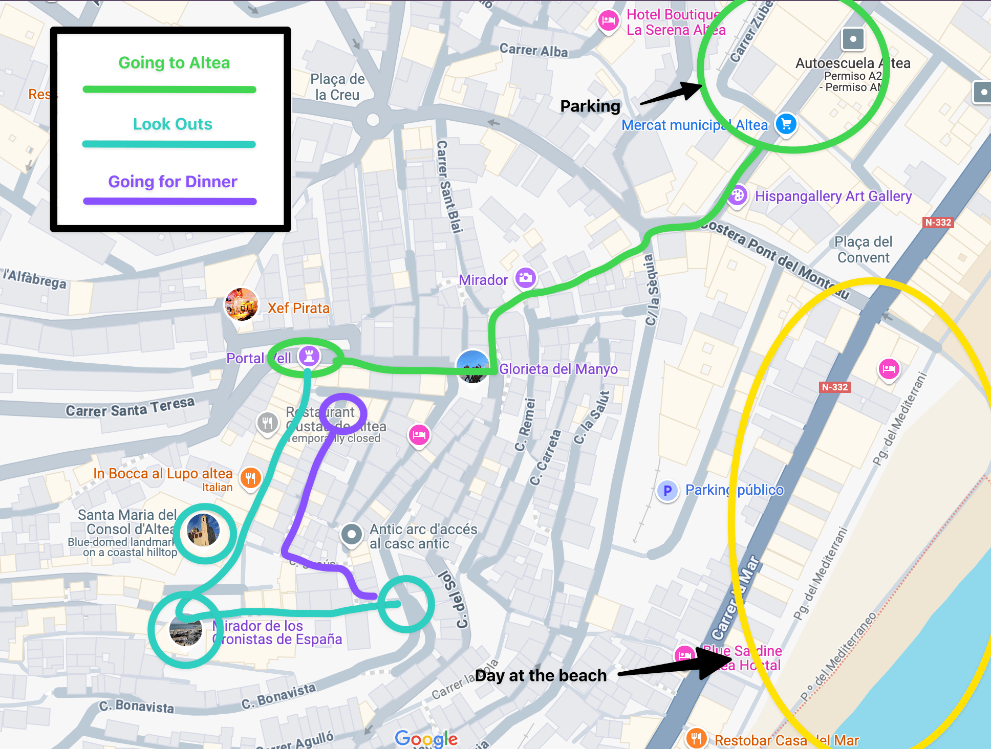 Altea Recommended Route